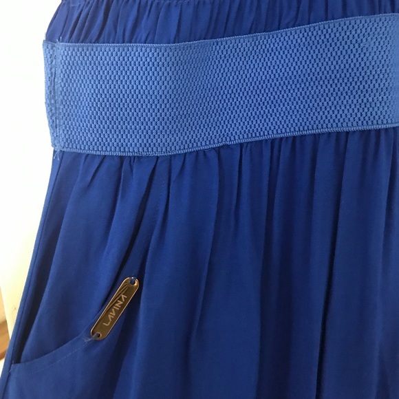 Woman's Off-Shoulder Short Sleeve RoyalBlue Dress - Picture 5 of 5